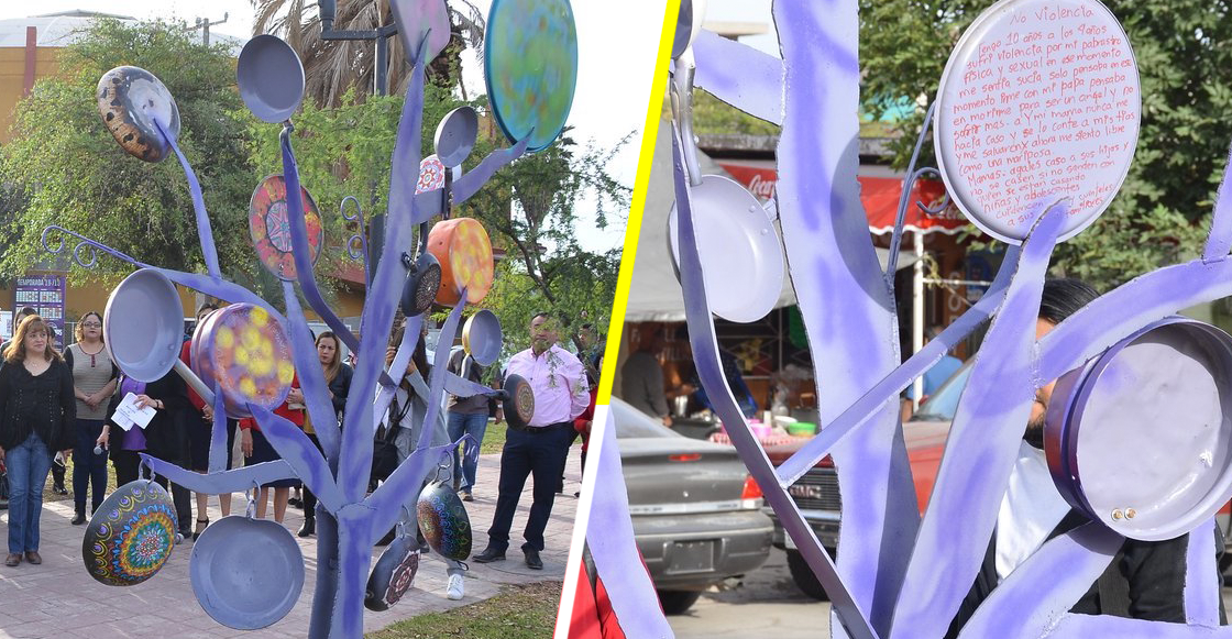 Y en Torreón, inauguran Plaza de las Mujeres... con árbol de sartenes