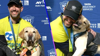 Un corredor ciego y sus perritos hacen historia al completar la media maratón de Nueva York