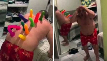 El sujeto al que pegaron 10 dildos en la espalda