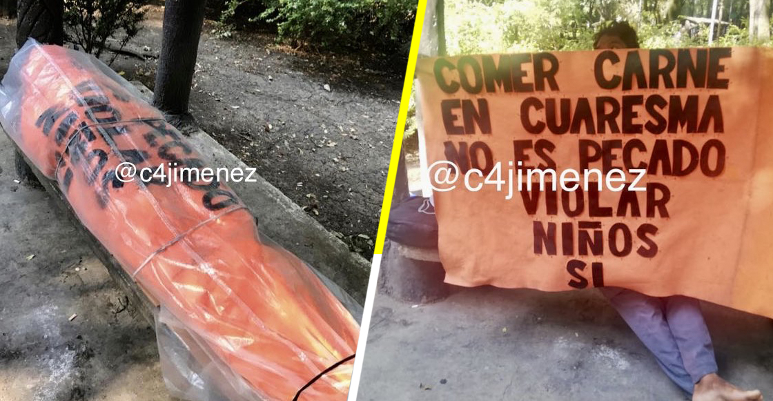 El señor de los carteles se durmió enredado en una de sus pancartas y lo confunden con embolsado