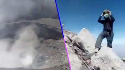 Imprudencia nivel: jóvenes se suban al cráter del Popocatépetl para grabar actividad volcánica