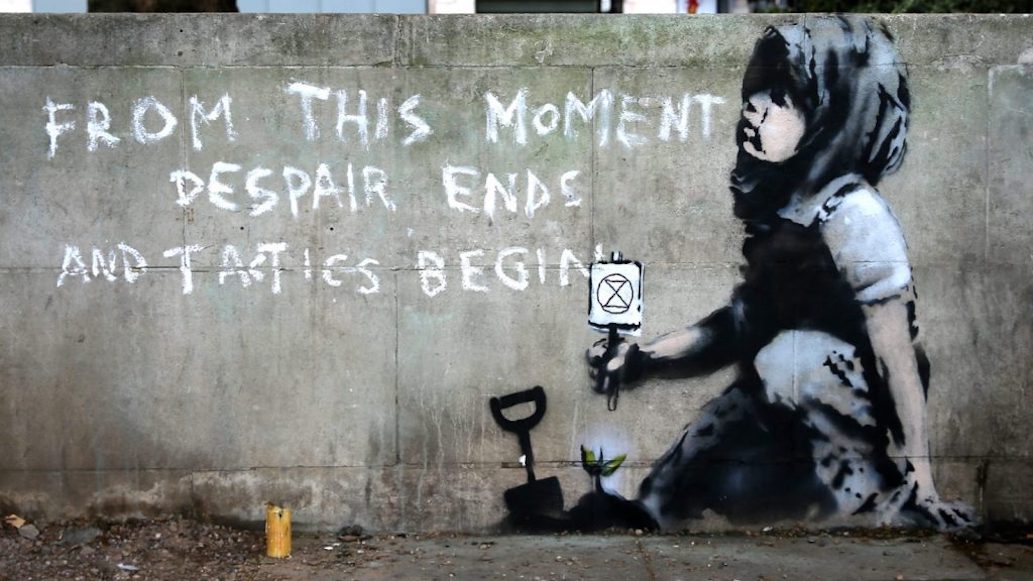 Parece que esta es la primera obra de Bansky en el 2019