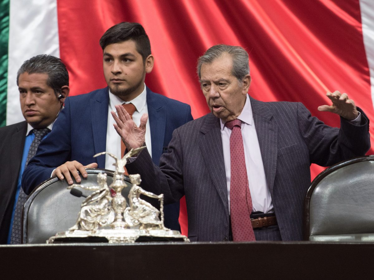 CIUDAD DE MÉXICO, 04MARZO2019.- Porfirio Muñoz Ledo, presidente de la Mesa Directiva, durante la Sesión Ordinaria de la LXIV Legislatura de la Cámara de Diputados, en la que se avaló por unanimidad las reformas a los artículos 150 y 151 de la Ley de Desarrollo Rural Sustentable