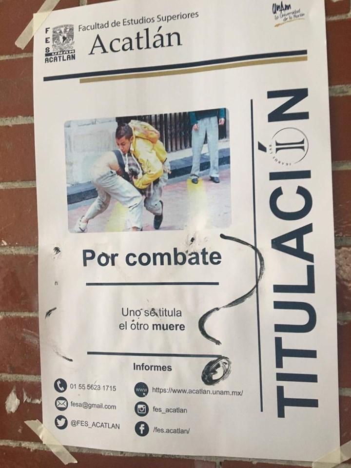 anuncio titulación por combate en la FES acatlán 