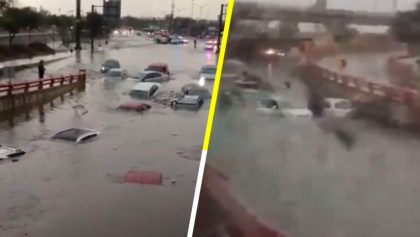 Fuertes lluvias en Nuevo León provocan inundaciones y dejan a varios vehículos varados