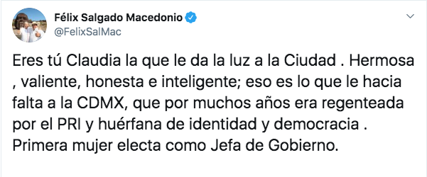 salgado-macedonio-felix-claudia-sheinbaum-elogios-mensaje-twitter