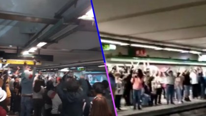 Este es mi país y esta es su gente: Usuarios hacen "la ola" en andén del Metro