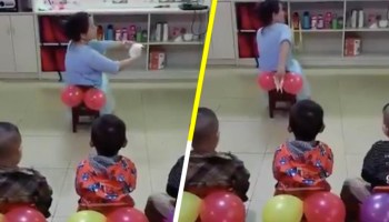 Maestra de kinder le enseña a sus alumnos a limpiarse con papel higiénico con ayuda de... ¿globos?