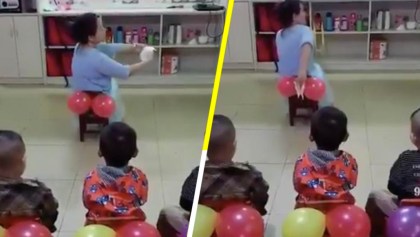 Maestra de kinder le enseña a sus alumnos a limpiarse con papel higiénico con ayuda de... ¿globos?