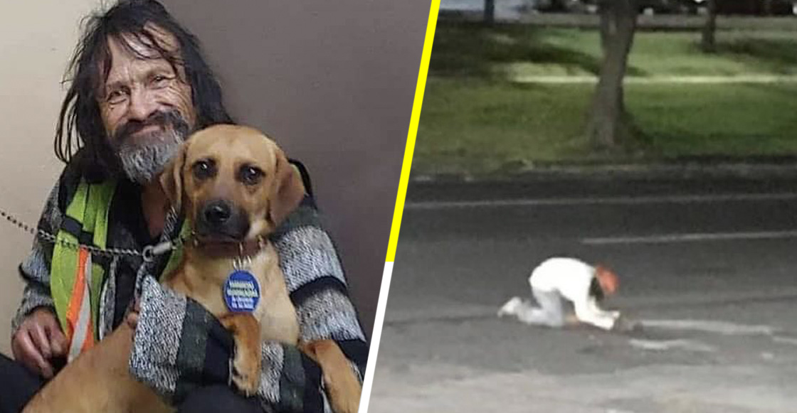 Hombre en situación de calle llora a su perrito atropellado e internet se une para ayudarlo