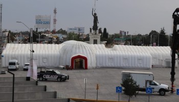 Levantan en Hidalgo hospital inflable para hacerle frente al coronavirus