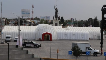 Levantan en Hidalgo hospital inflable para hacerle frente al coronavirus