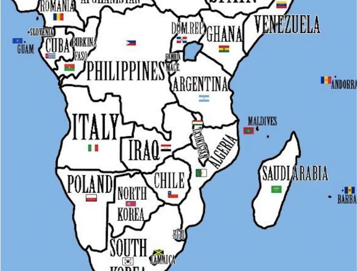 Un experimento reubica a los países en proporción a su población y extensión territorial 