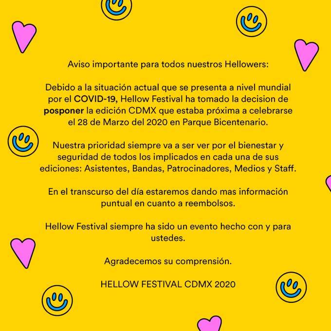 Estos son los conciertos y festivales en México que se han pospuesto (o cancelado) por el coronavirus