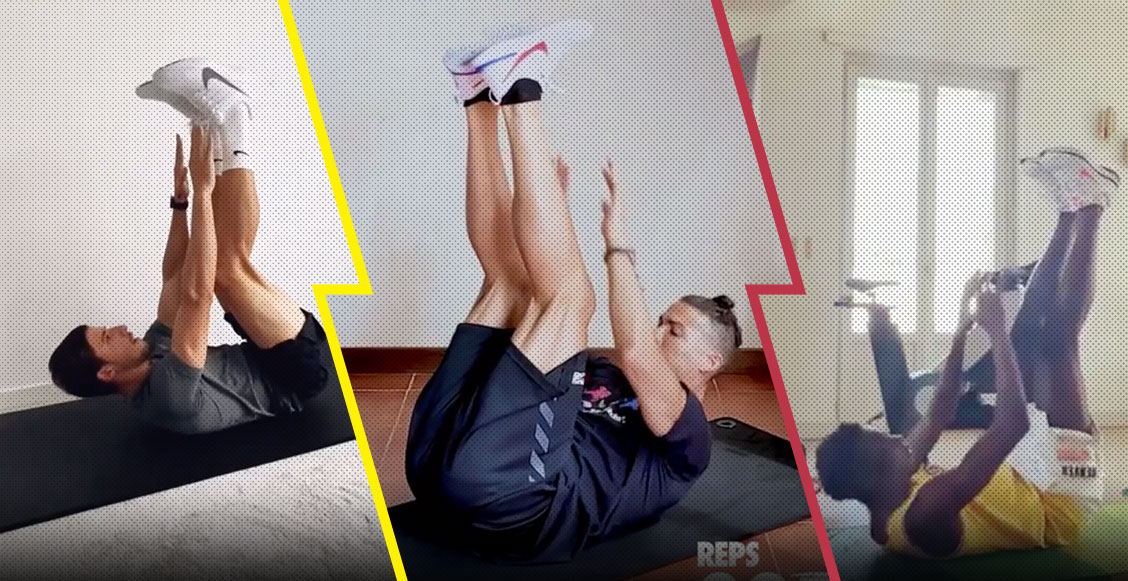 A un lado: Rubén Dias y Matuidi superaron con facilidad el reto de abdominales de Cristiano Ronaldo