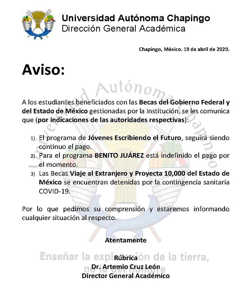 becas-pagos-emergencia-coronavirus-chapingo