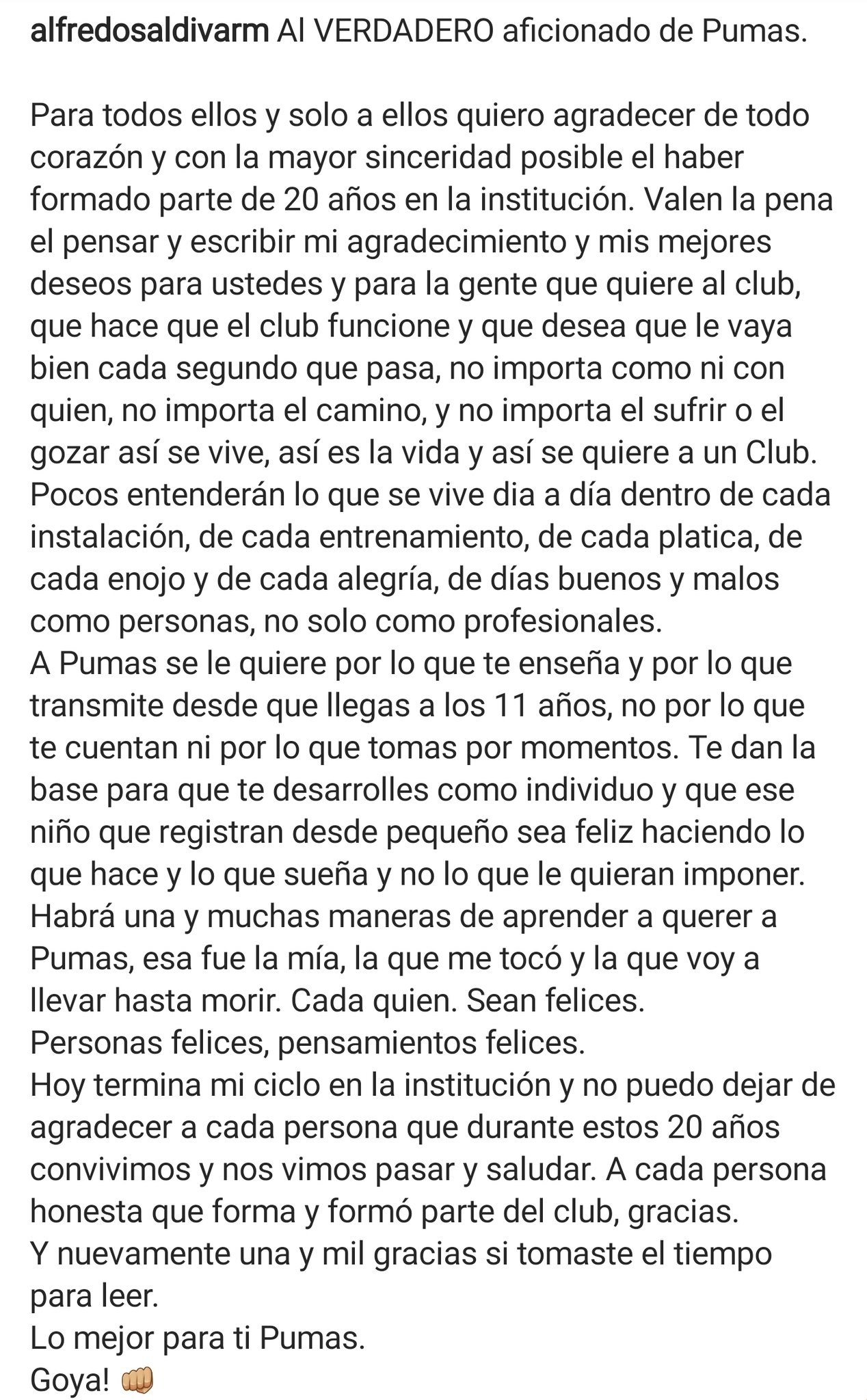 "Te vamos a extrañar": Así reaccionó la afición de Pumas y América a la salida de Alfredo Saldívar