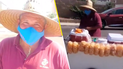 Con chile del que no pica: Joven estadounidense compra todos los elotes de un vendedor mexicano