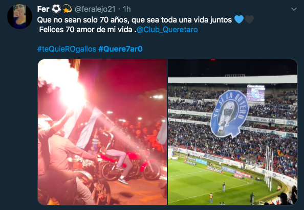 "Felicidades #Quere7ar0": Así 'celebró' la afición los 70 años del Querétaro