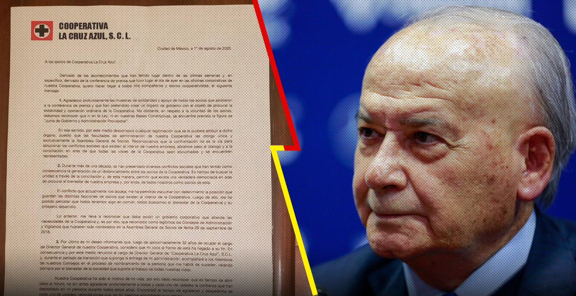 La carta con la que Billy Álvarez renunció a la presidencia de la Cooperativa Cruz Azul