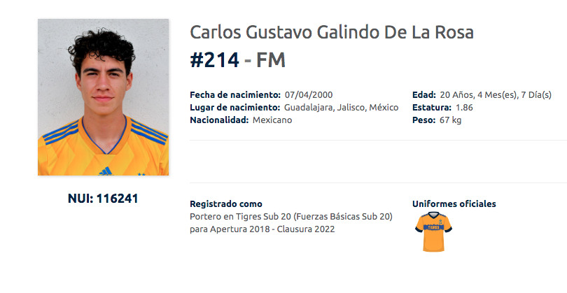 Portero Tigres Sub 20