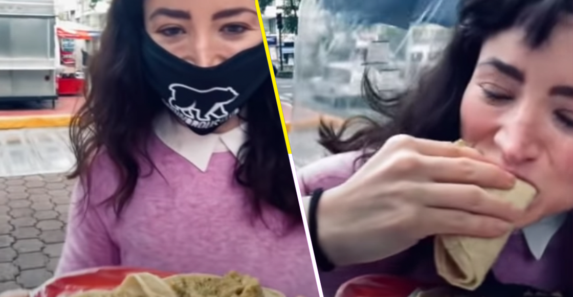 Ah, va: #Lady3Pesos se graba comiendo tacos de chicharrón en salsa verde