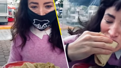 Ah, va: #Lady3Pesos se graba comiendo tacos de chicharrón en salsa verde