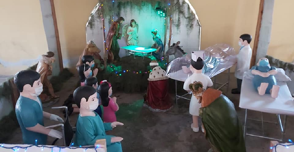 Navidad en tiempos del COVID: Iglesia de Tabasco incluye al personal médico en su nacimiento