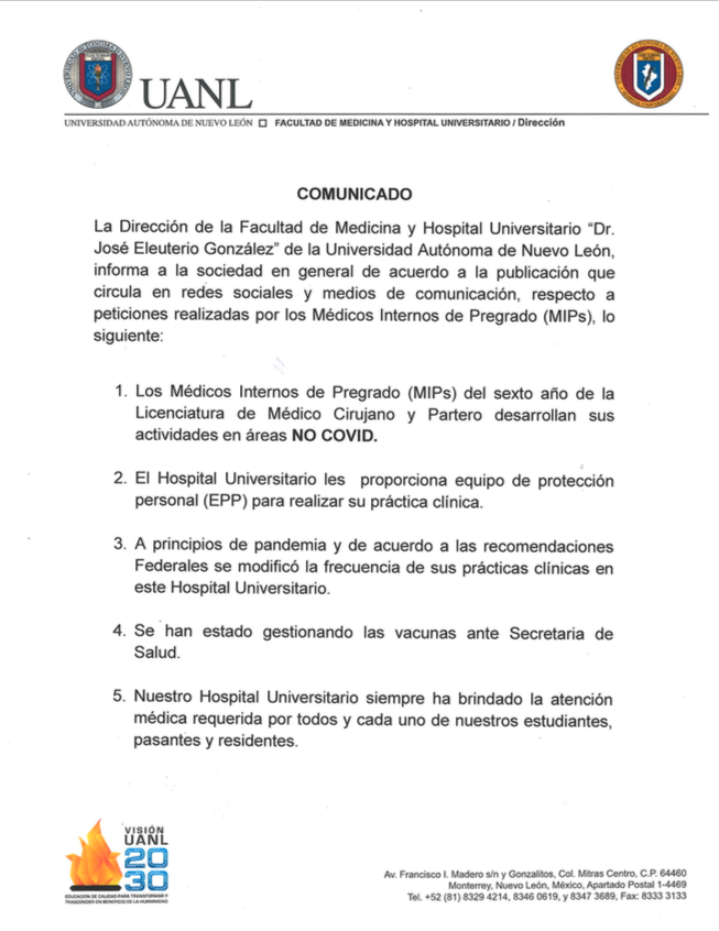 comunicado uanl