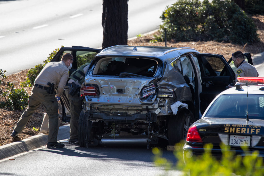 Vehículo de Tiger Woods tras el accidente