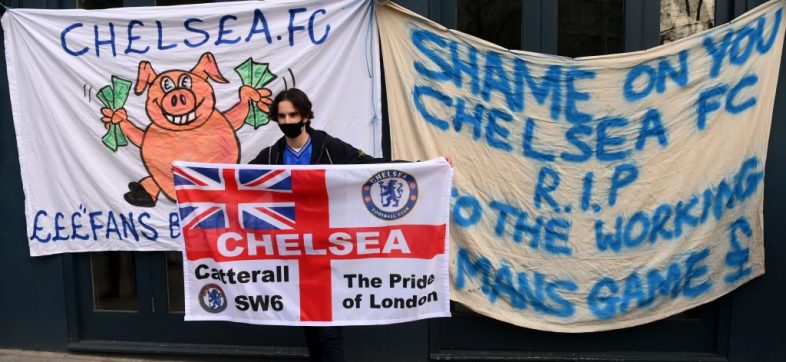 En imágenes: Las protestas en Stamford Bridge por la Superliga Europea