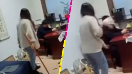 Mujer golpea con un trapeador a su jefe por presunto acoso sexual