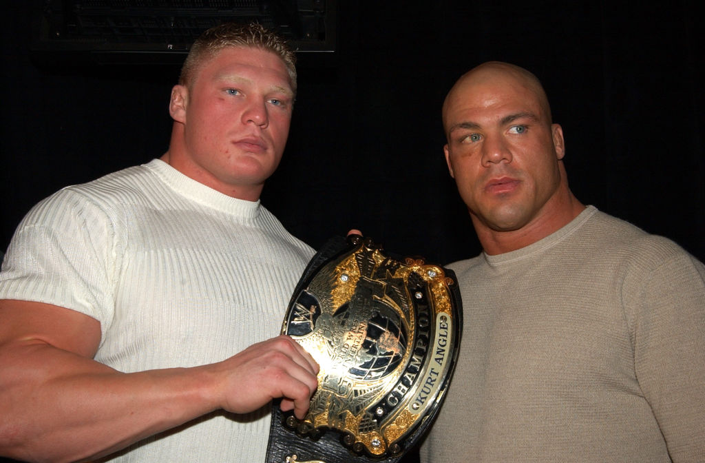 Brock Lesnar y Kurt Angle en WWE