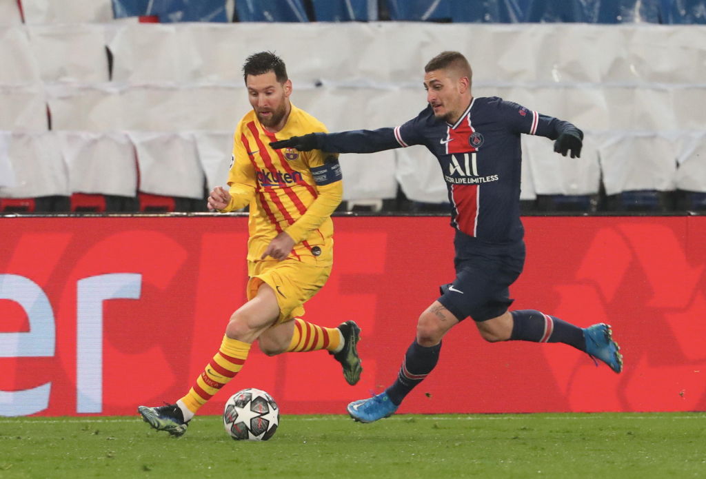 Messi vs Verratti en un PSG vs Barcelona de Champions League