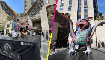 Colocan alebrijes gigantes de artesanos oaxaqueños en el Rockefeller Center de NY