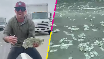 Lluvia de dólares: Camión deja caer varias bolsas con dinero en una autopista de California