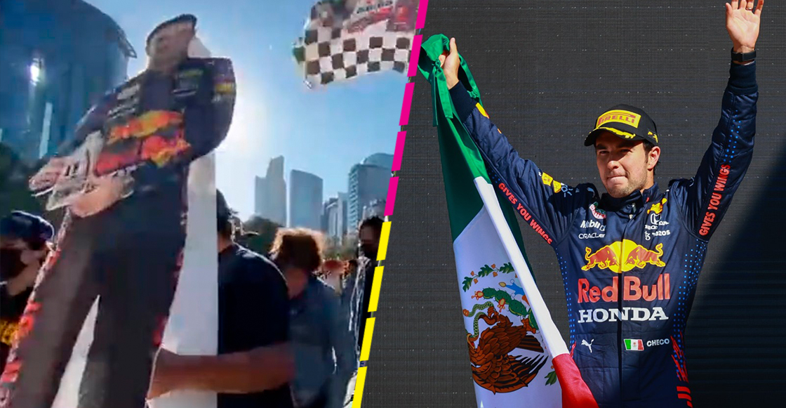 Los festejos en el Ángel de la Independencia por el podio de Checo Pérez en el GP de México