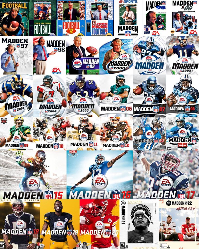 Todas las portadas del videojuego Madden en la historia