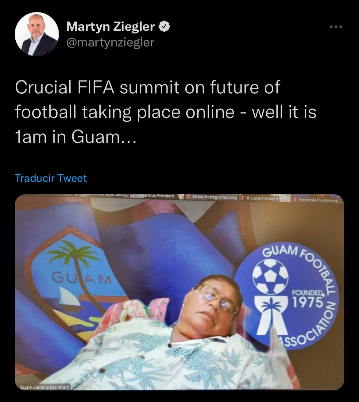 Interés nivel: Directivo de Guam se durmió en un debate de la FIFA sobre el Mundial cada dos años