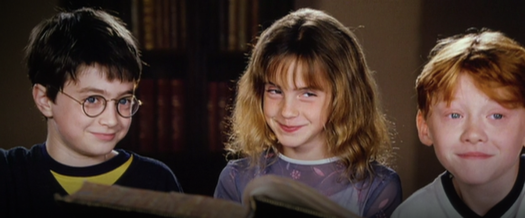 Daniel Radcliffe, Emma Watson y Rupert Grint en un screen test para Harry Potter