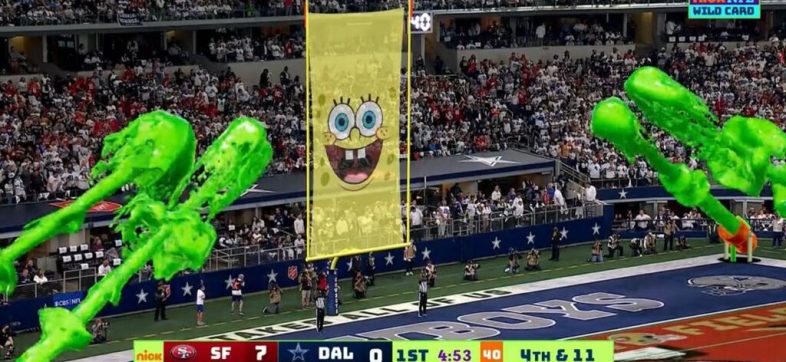 Bob Esponja y mucho slime: Checa la espectacular transmisión del 49ers vs Cowboys de la NFL y Nickelodeon