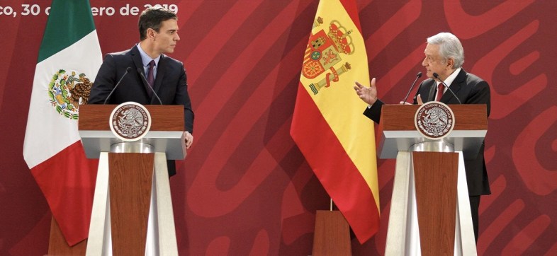 CIUDAD DE MÉXICO, 30ENERO2018.- El presidente Andrés Manuel López Obrador y su homólogo español Pedro Sánchez Pérez-Castrejón, ofrecieron un mensaje a medios de comunicación en Palacio Nacional .