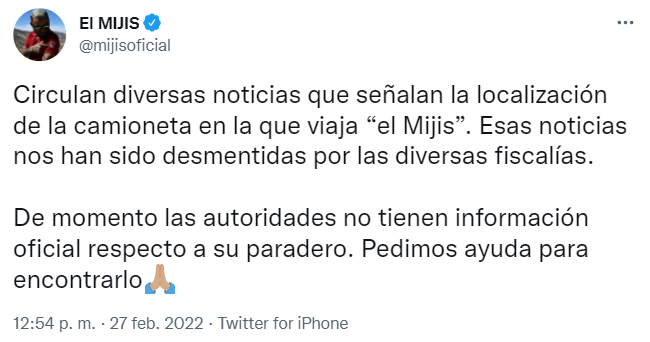 Familiares desmienten muerte de ‘El Mijis’