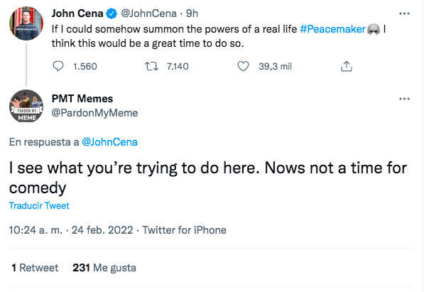 ¿Es neta? El polémico tuit de John Cena y 'Peacemaker' sobre el conflicto de Rusia y Ucrania