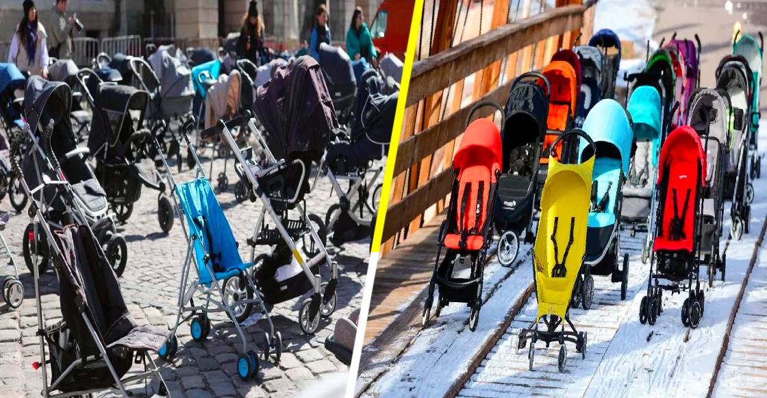 Carriolas en vez de vidas: El emotivo homenaje a niños caídos en Ucrania