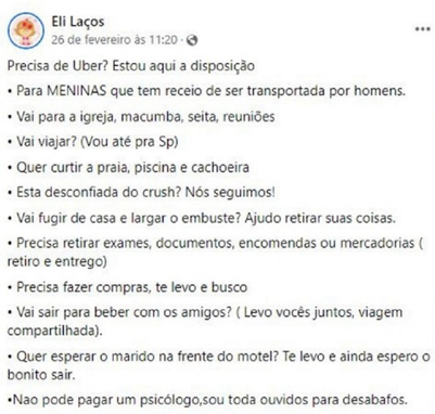 Emprendimiento nivel: Conductora ofrece viajes a mujeres que quieran sorprender a sus esposos en el motel