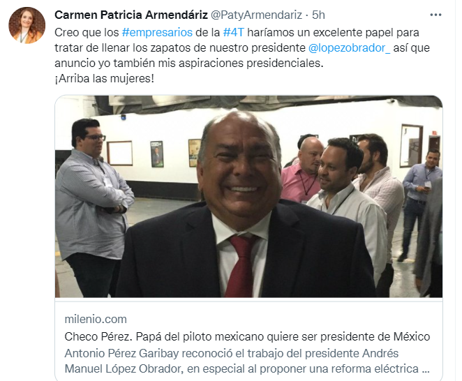 Patricia Arméndariz anuncia sus aspiraciones presidenciales