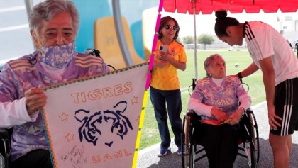 ¡Su fan número 1! Checa la emotiva visita de Doña Cuquita a Tigres Femenil