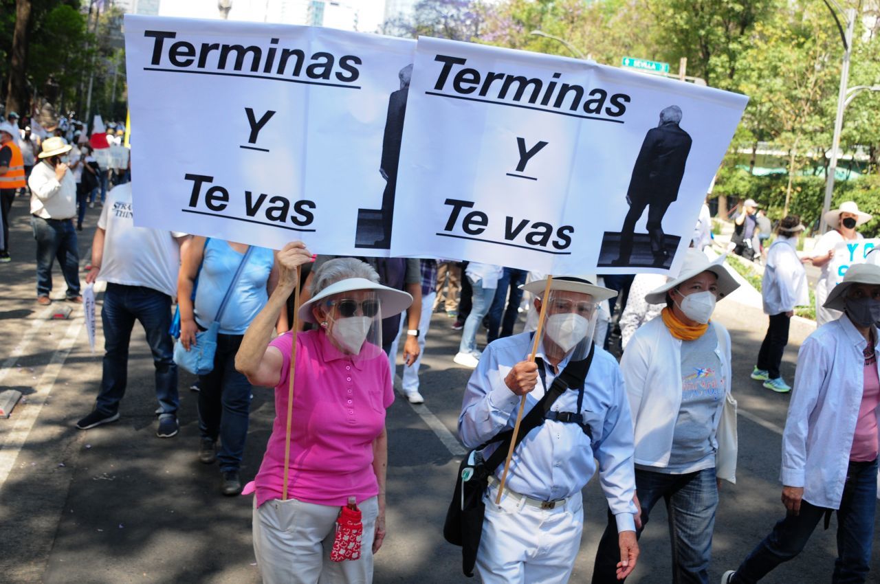 Las marchas contra la consulta de Revocación de mandato de AMLO