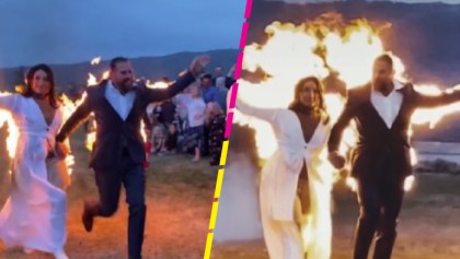 Pareja se vuelve viral por prenderse fuego en plena boda